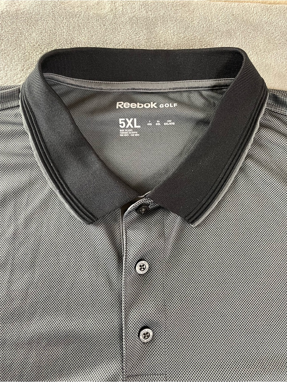 Reebok Golf Polo Shirt Mens 5XL Gray Print Golf Performance •snags